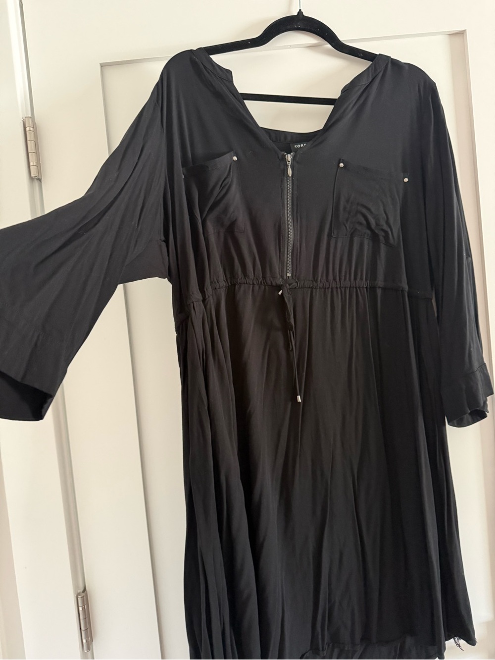 Torrid Black Zip-Front Women's Dress with Drawstring Waist